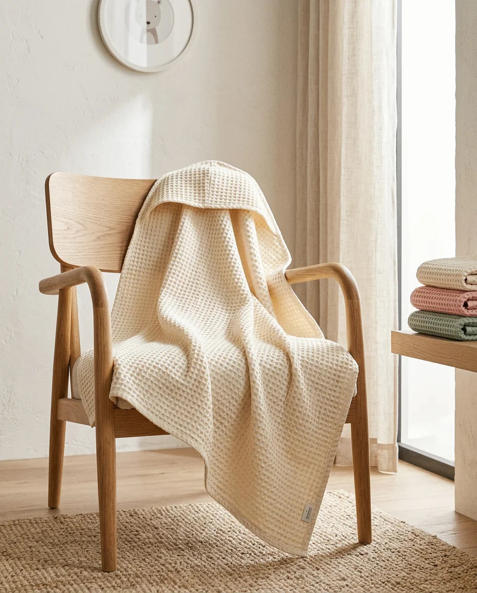 Lille Organic Bamboo Waffle Hooded Towel