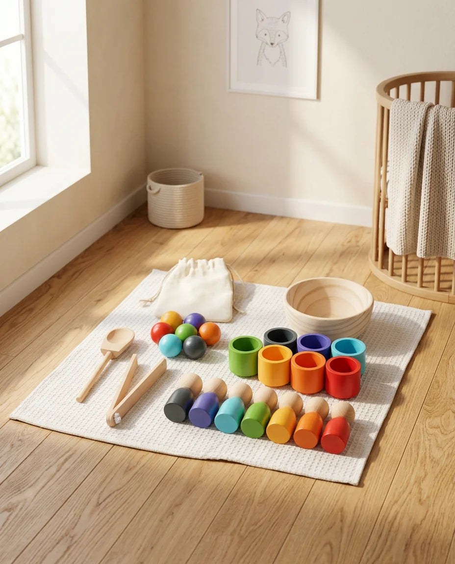 Montessori Rainbow Sorting Cup & Tray Set